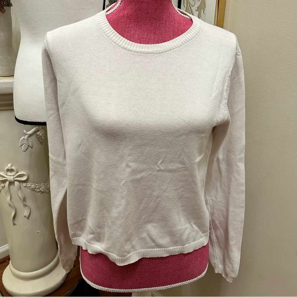 J crew boxy cropped lightweight crewneck 100% cotton sweater